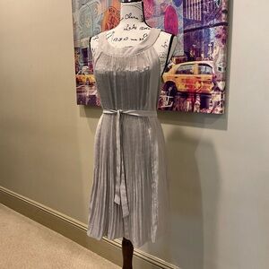 Banana Republic Gray Pleated Sundress Scoop Neck Midi